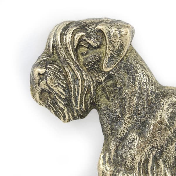 Tšekkiterrieri, ceskyterrieri - ovilevy koiralla, messinkinen tervetuliaiskyltti, ainutlaatuinen kyltti, jossa on merkintä Welcome by Art-Dog