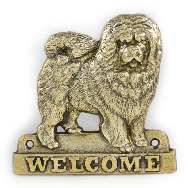 Chow Chow - dørplade med hund, velkomstplade af messing, unikt skilt med inskriptionen Welcome by Art-Dog