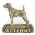 Miniatyrbillede 1 af 4: Korthåret foxterrier - dørplade med hund, velkomstplade af messing, unikt skilt med inskriptionen Welcome by Art-Dog