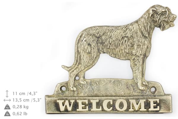 Irlanninsusikoira, Irlanninsusikoira - ovilevy koiralla, messinkinen tervetulokyltti, ainutlaatuinen kyltti, jossa on kirjoitus Welcome by Art-Dog