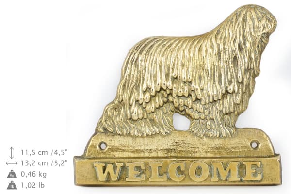 Komondor - dørplade med hund, velkomstplade af messing, unikt skilt med inskriptionen Welcome by Art-Dog