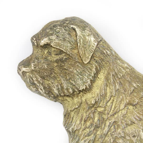Norfolkinterrieri - ovilautanen koiralla, messinkinen tervetuliaiskyltti, ainutlaatuinen kyltti, jossa on merkintä Welcome by Art-Dog