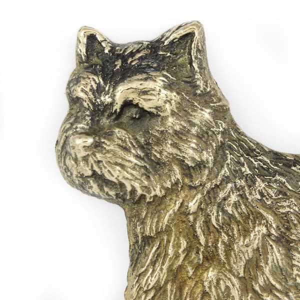 Norwichinterrieri - ovikyltti koiralla, messinkinen tervetuliaiskyltti, ainutlaatuinen kyltti, jossa on merkintä Welcome by Art-Dog