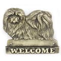 Pikkukuva 1 / 4: Pekingese - ovikyltti koiralla, messinkinen tervetulokyltti, ainutlaatuinen kyltti, jossa on kirjoitus Welcome by Art-Dog
