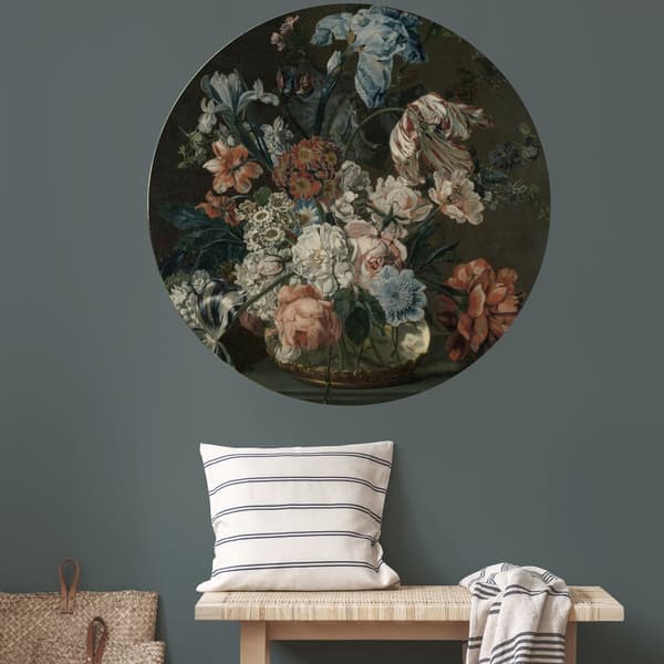 Kunst til hjemmet - Vægcirkel - Dora blomster - 100 cm i diameter