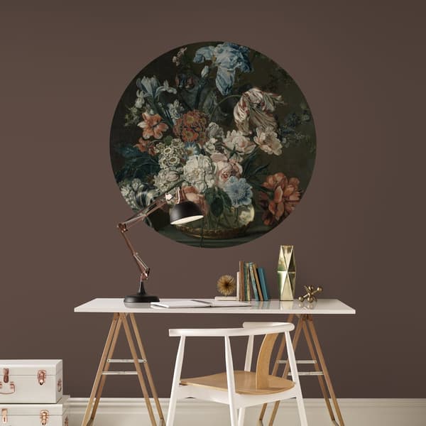 Kunst til hjemmet - Vægcirkel - Dora blomster - 100 cm i diameter