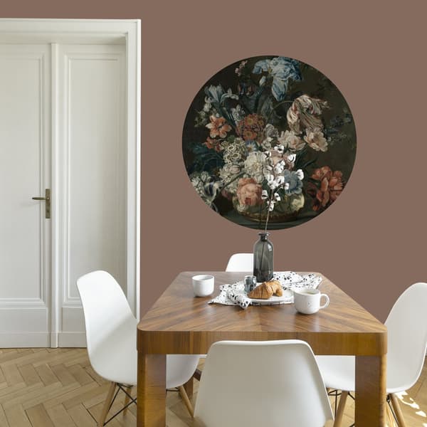 Kunst til hjemmet - Vægcirkel - Dora blomster - 100 cm i diameter