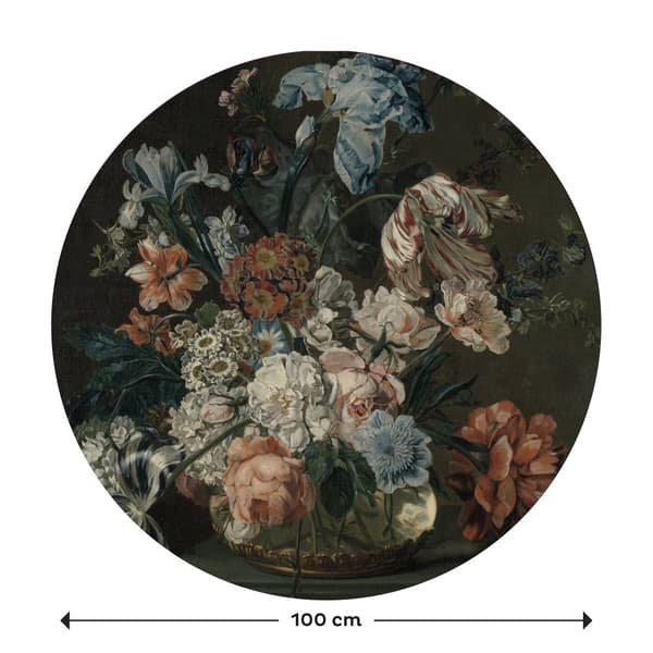 Kunst til hjemmet - Vægcirkel - Dora blomster - 100 cm i diameter