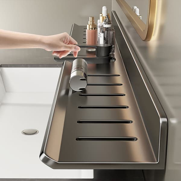 Elegant badrumshylla över kranen i stål – 78 cm