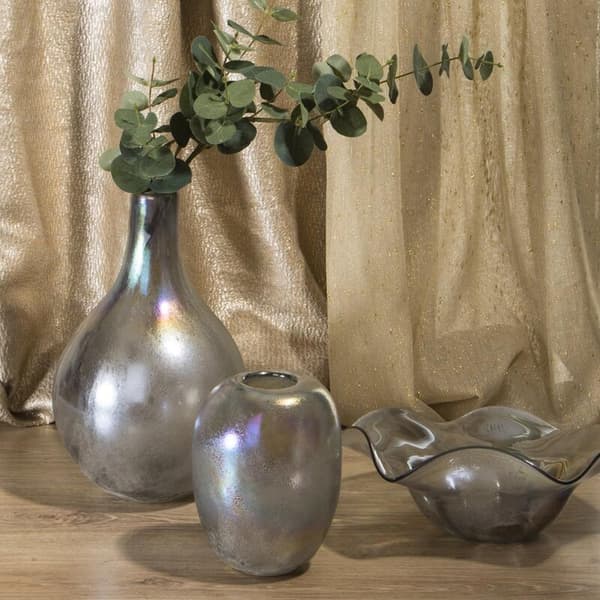 DEKORATIV GLASSKÅL MASON1 (1) FI 32 X 10 CM SØLV