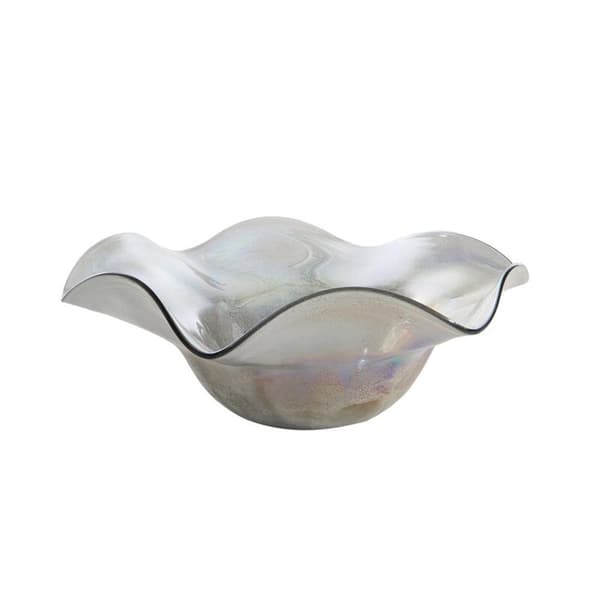 DEKORATIV GLASSKÅL MASON1 (1) FI 32 X 10 CM SØLV