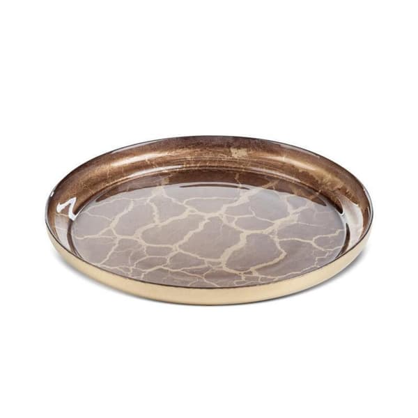 DEKORATIV GLAS PLADE SUZI (01) FI 21 X 2 CM GULD