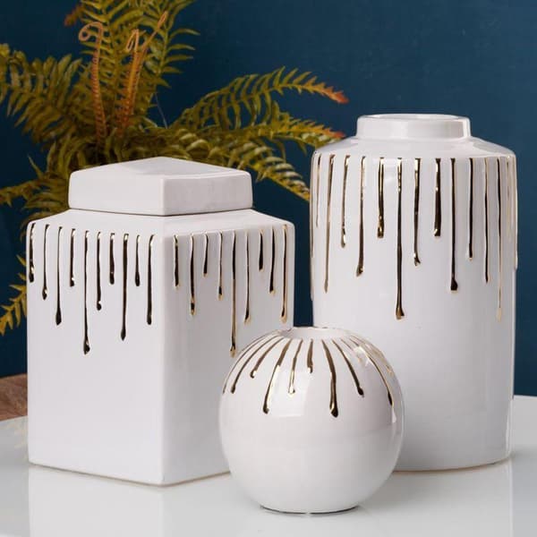 DEKORATIV VASE LUIS (03) FI 15 X 25 CM HVID