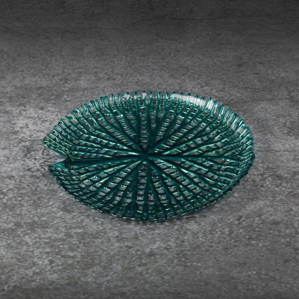 DEKORATIV GLASPLADE MELA (02) FI 24 X 3 CM TURKIS