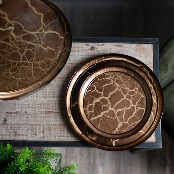 DEKORATIV GLAS PLADE SUZI (04) FI 33 X 2 CM GULD