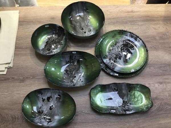 DEKORATIV GLASSKÅL SABA (01) FI 16 X 6 CM GRØN
