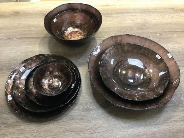 DEKORATIV GLAS PLADE PATI (03) FI 31 X 2 CM BRUN