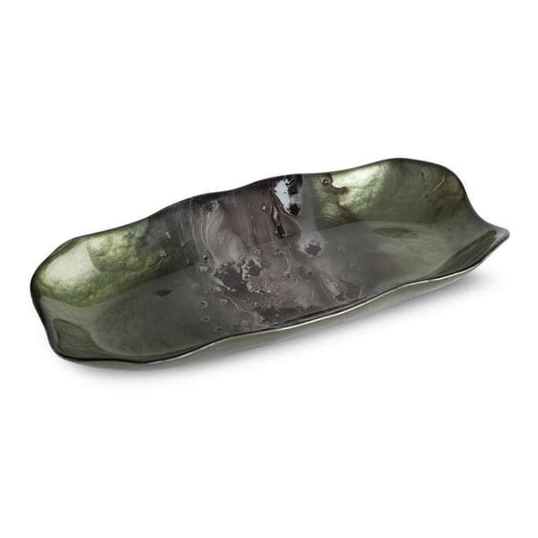 DEKORATIV GLAS PLADE SABA (01) 32 X 17 X 4 CM GRØN