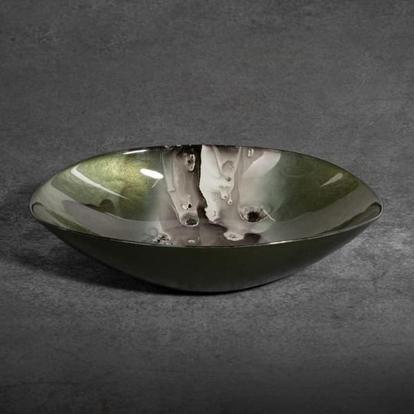 DEKORATIV GLASSKÅL SABA (04) 27 X 19 X 5 CM GRÖN