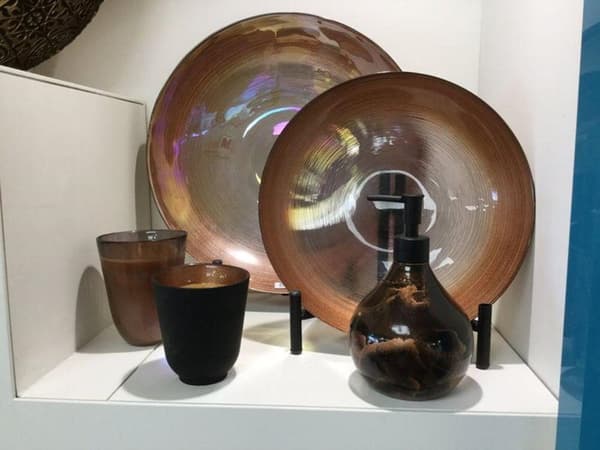 DEKORATIV GLASSKÅL LEA (01) FI 15 X 7 CM SVART