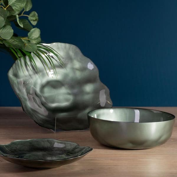 DEKORATIV GLASSKÅL NIKOL 30 X 28 X 5 CM GRØN