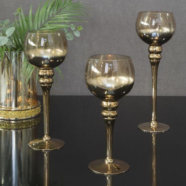 DEKORATIV GLAS LYSEHOLDER CLOE FI 12 X 35 CM GULD