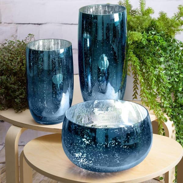 DEKORATIV GLASSKÅL MOLLY FI 28 X 18 CM MØRKEBLÅ
