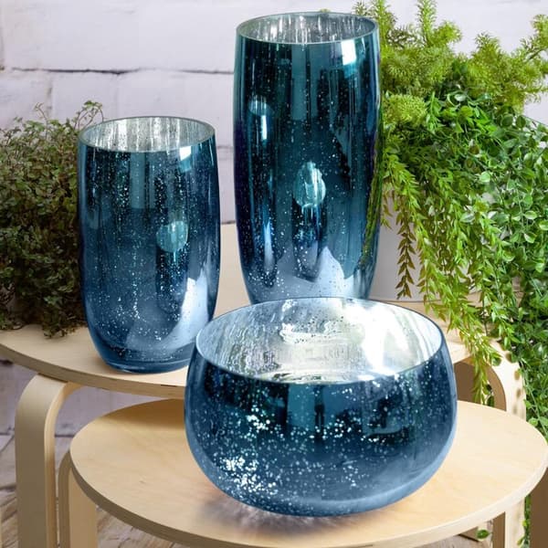 DEKORATIV GLASSKÅL MOLLY FI 28 X 18 CM MØRKEBLÅ