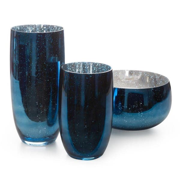 DEKORATIV GLASSKÅL MOLLY FI 28 X 18 CM MØRKEBLÅ