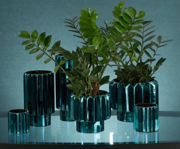 DEKORATIVT GLAS IRMA (01) FI 25 X 20 CM TURKIS