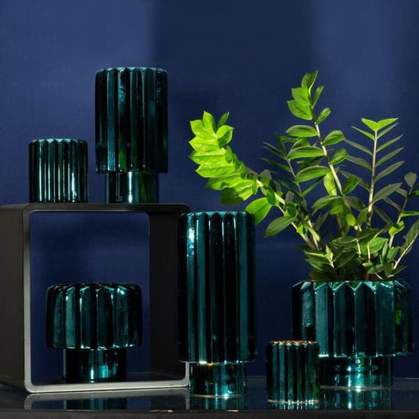 DEKORATIVT GLAS IRMA (01) FI 25 X 20 CM TURKIS