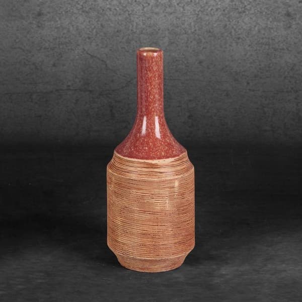 DEKORATIV VASE ELDA (05) FI 12 X 29 CM RØD
