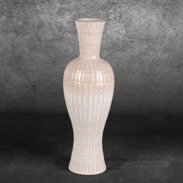 DEKORATIV VAS EDNA (02) FI 17 X 56 CM CREAM