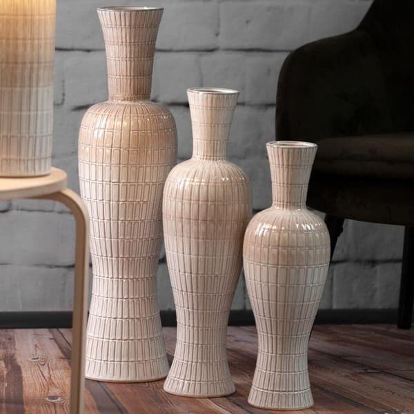 DEKORATIV VASE EDNA (03) FI 19 X 71 CM CREME