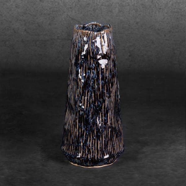 DEKORATIV VASE ALDA (02) FI 14 X 28 CM MARINEBLÅ