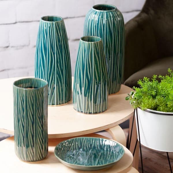 DEKORATIV VASE REA (02) FI 17 X 45 CM GRØN