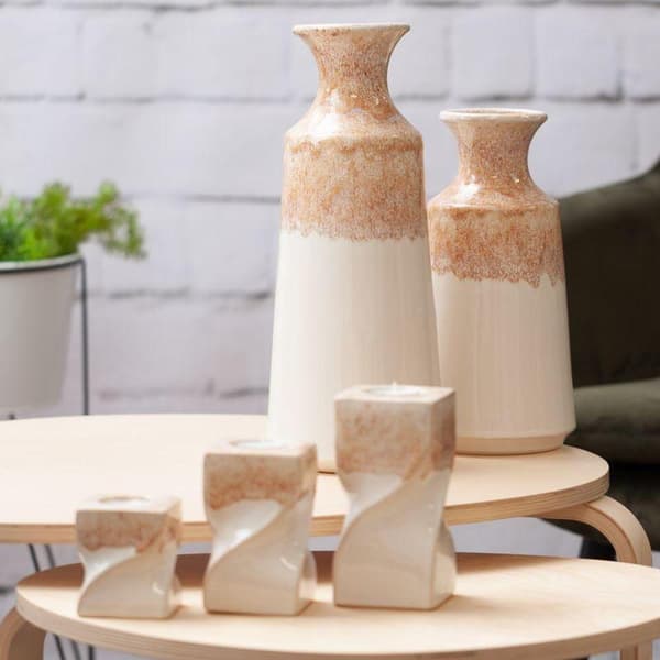 DEKORATIV VASE RUBEN (02) FI 16 X 40 CM CREME