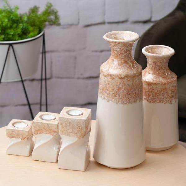 DEKORATIV VASE RUBEN (02) FI 16 X 40 CM CREME