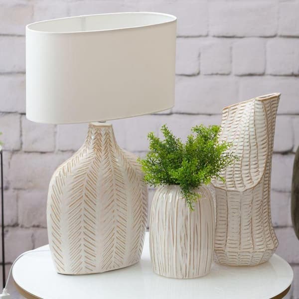 DEKORATIV VASE LIZA (01) FI 14 X 29 CM CREME
