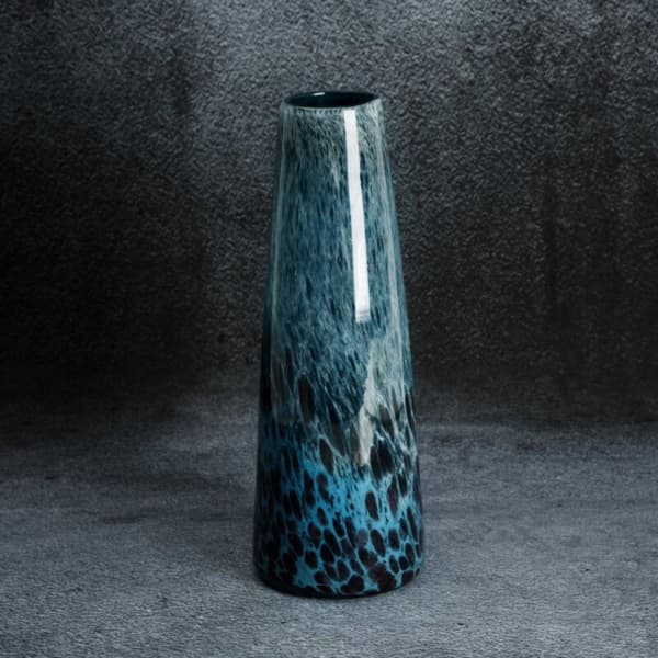 DEKORATIV GLASVAS LOGAN (02) FI 11 X 31 CM MARINBLÅ