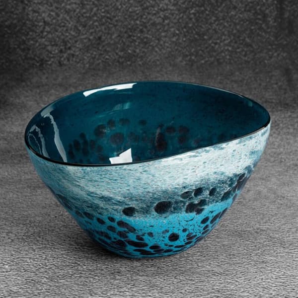 DEKORATIV GLASSKÅLE LOGAN (01) 22 X 17 X 11 CM MARINEBLÅ