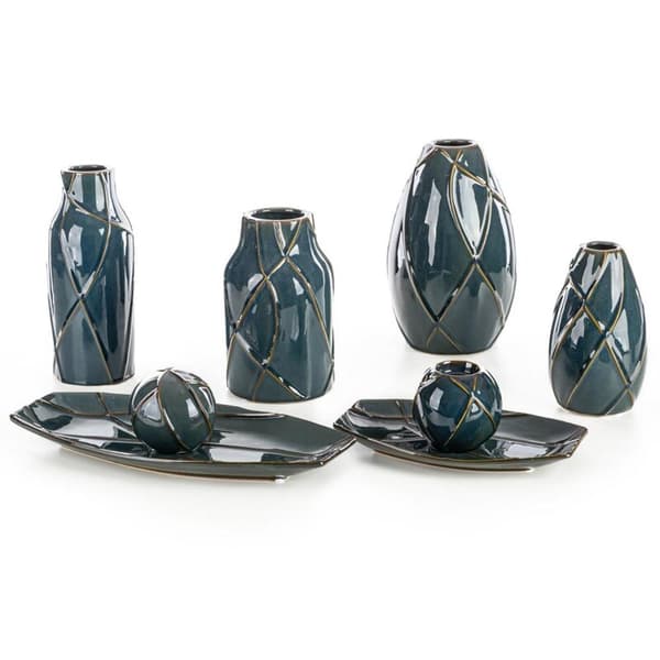 DEKORATIV VASE TEO (01) FI 13 X 30 CM TURKIS