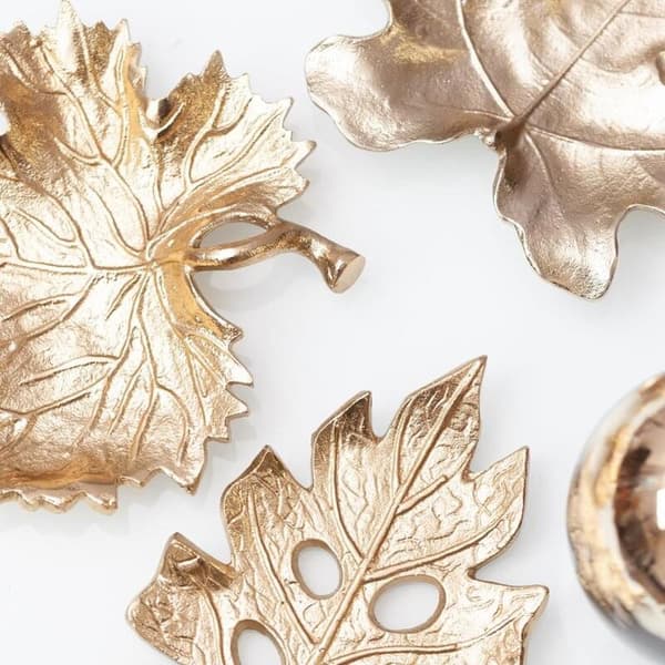 DEKORATIV PLADE DAHLIA (01) 27 X 17 X 1 CM GULD