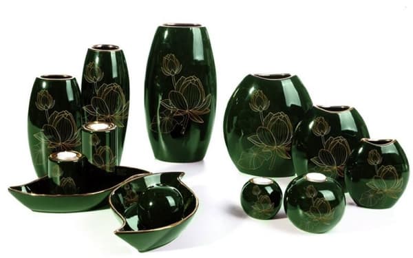 DEKORATIV VASE AMORA2 (1) 22 X 12 X 25 CM GRØN