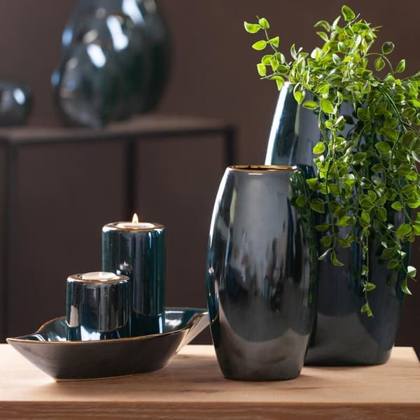 DEKORATIV VASE AMORA2 (1) 22 X 12 X 25 CM GRØN
