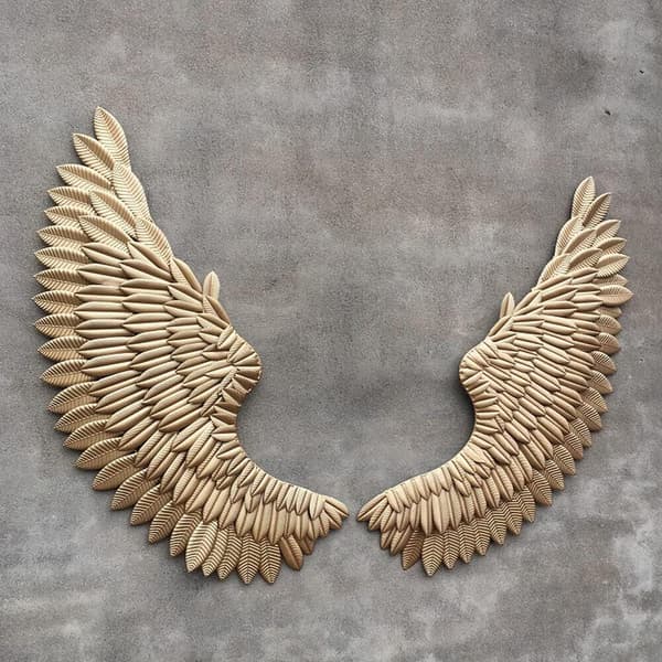 Engelvinger Vægdekoration, Elegant Guld Finish, Holdbar Metal Konstruktion, Alsidig Størrelse