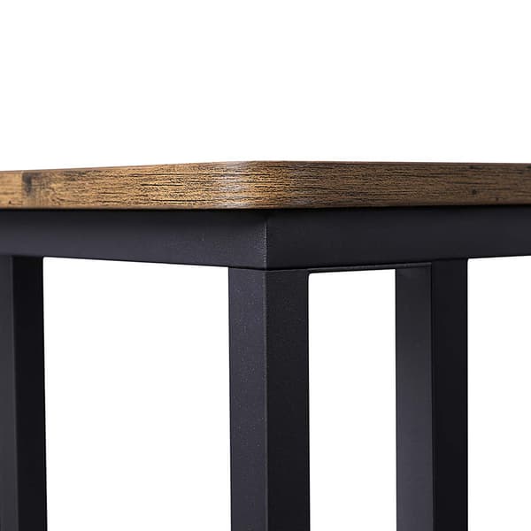 Sidebord med hjul og industriell design i brun/svart