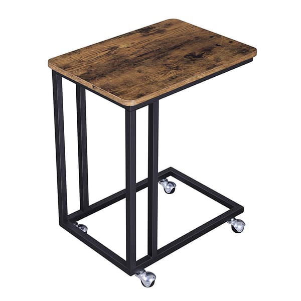 Sidebord med hjul og industriell design i brun/svart