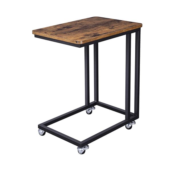 Sidebord med hjul og industriell design i brun/svart