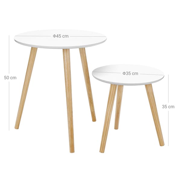 Pöytä, jossa on massiivipuujalat - 2-pack Valkoinen/Puu